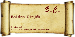 Balázs Cirjék névjegykártya